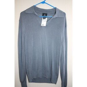 H&M Men's V-Neck Polo in Slate Gray Size Small NWT